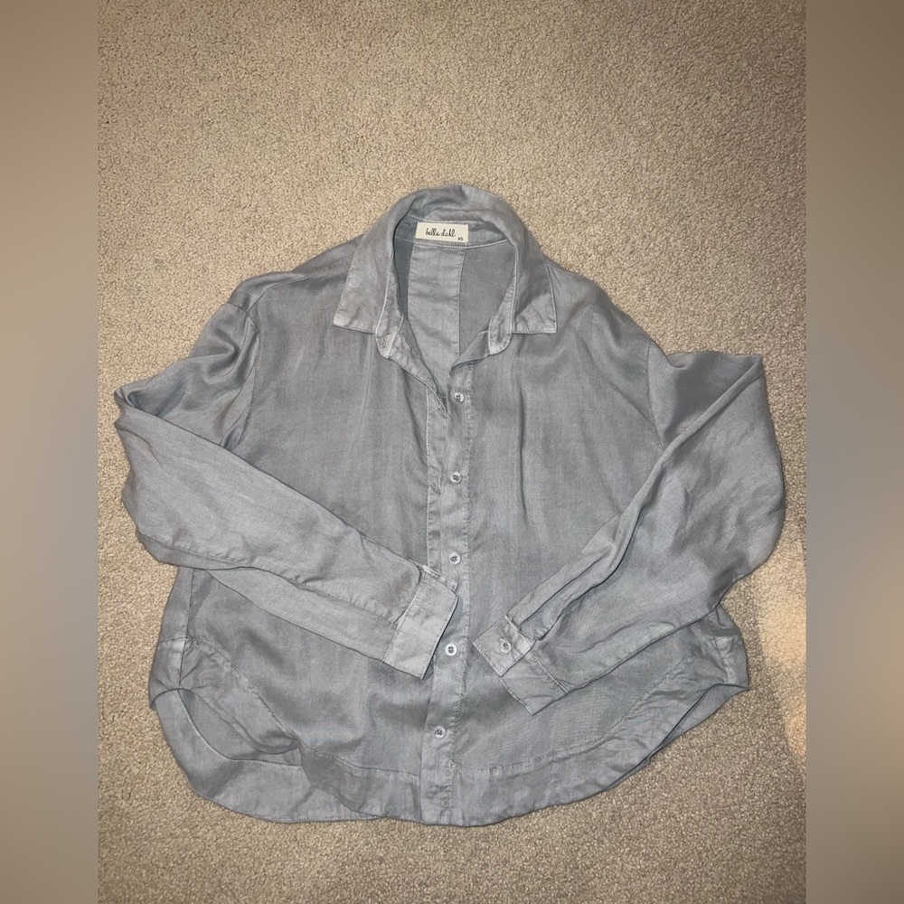 BELLA DAHL gray button down blouse size XS